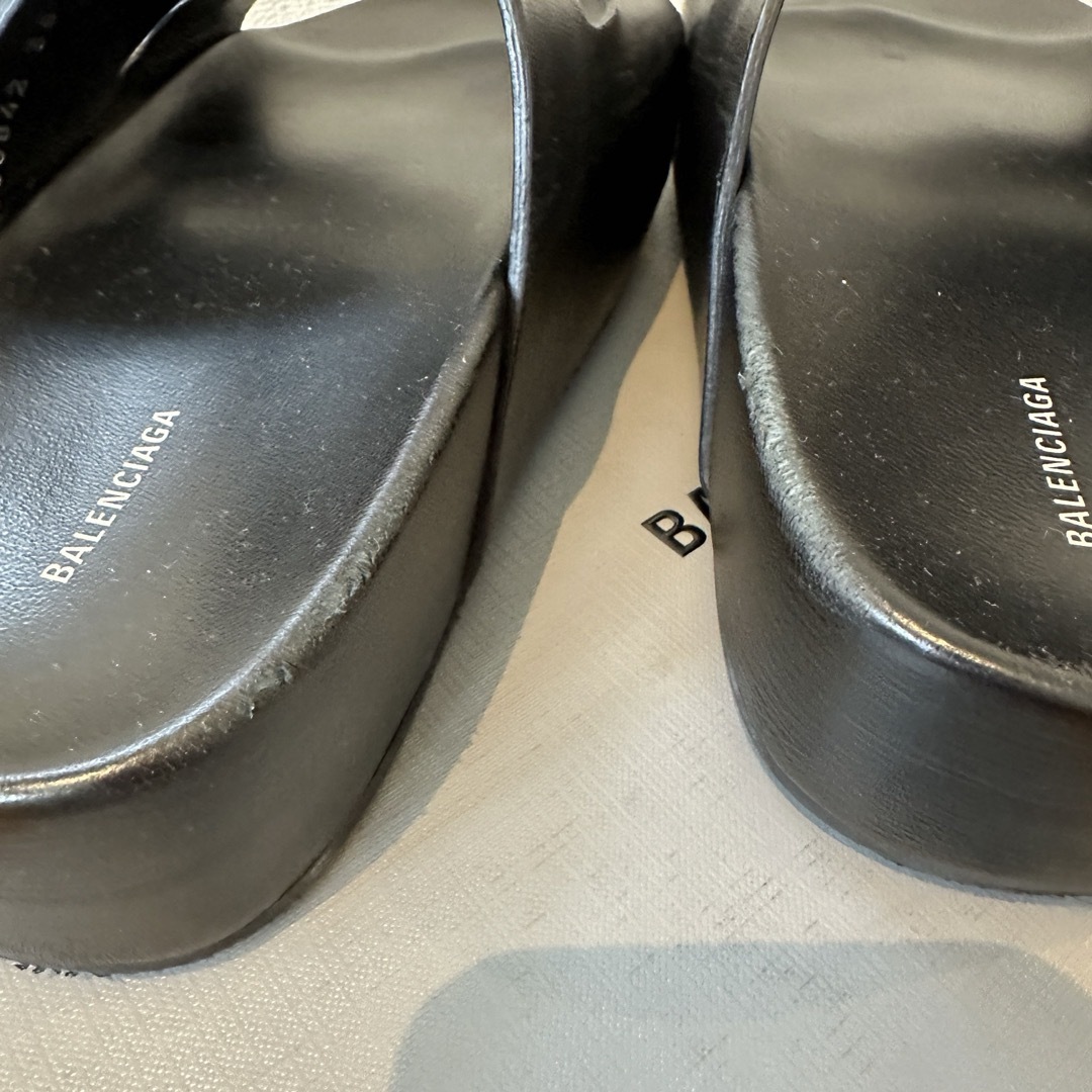BALENCIAGA - 美品バレンシアガBalenciaga レザーサンダル黒35の BALENCIAGA - 美品バレンシアガBalenciaga レザーサンダル黒35の