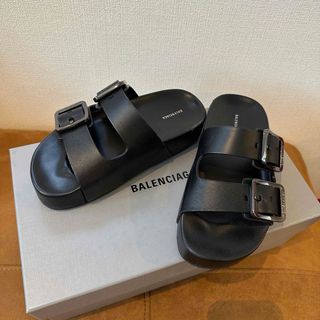 BALENCIAGA - 美品バレンシアガBalenciaga レザーサンダル黒35の BALENCIAGA - 美品バレンシアガBalenciaga レザーサンダル黒35の
