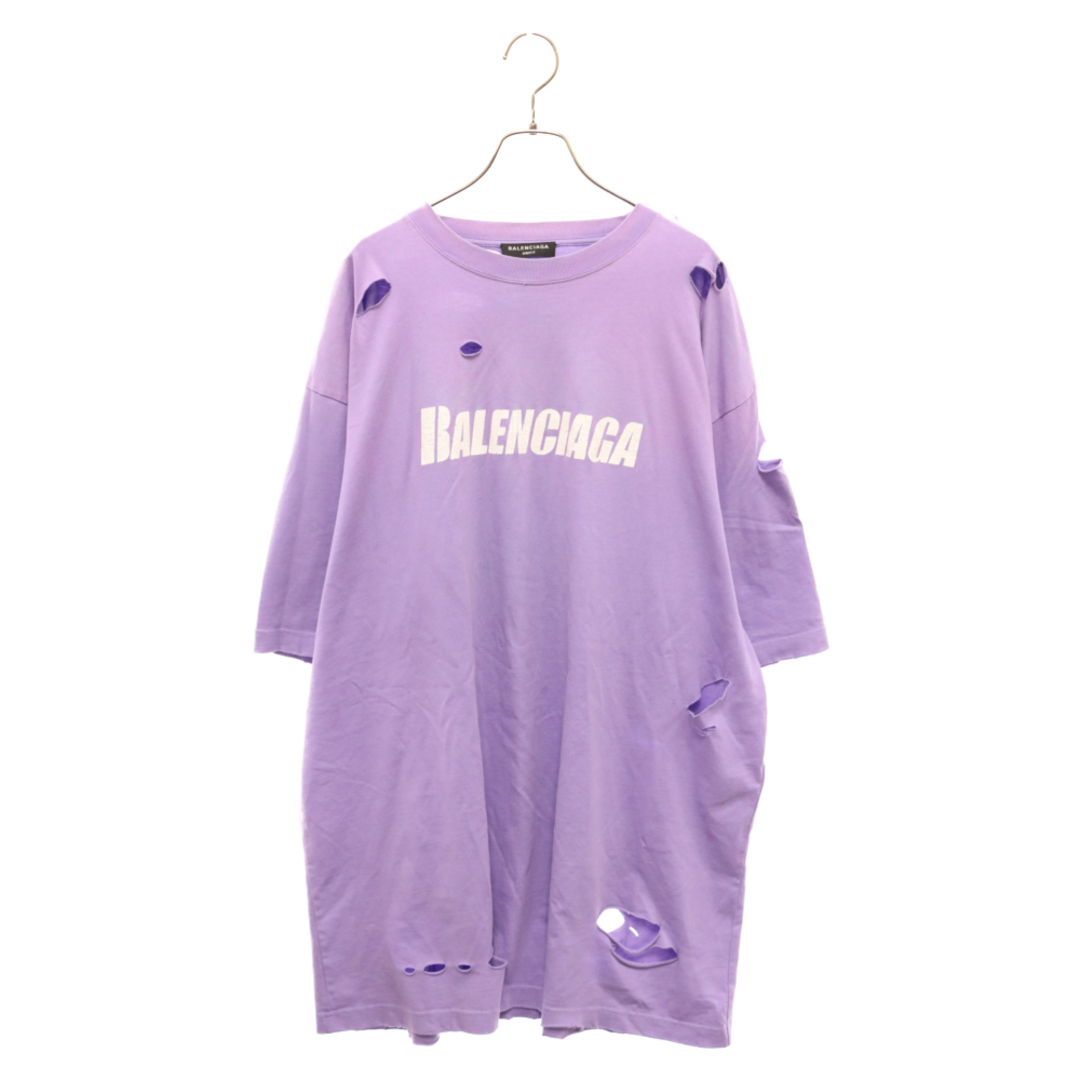 BALENCIAGA バレンシアガ 21SS Caps Destroyed Flatground Tee BALENCIAGA バレンシアガ 21SS Caps Destroyed Flatground Tee