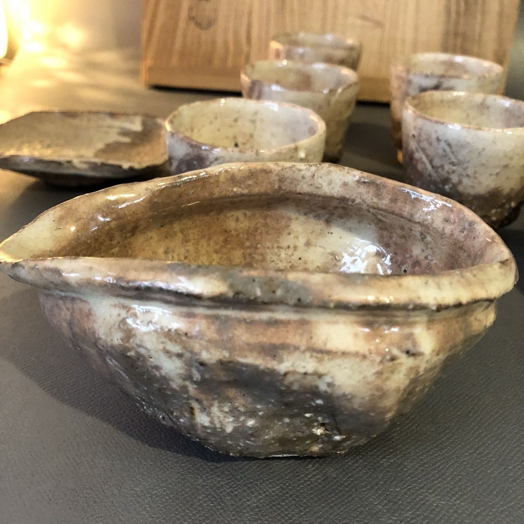 N349、焼萩 ひねり茶器共箱 新品美品煎 茶器 納富鳥雲 大華山鳥 N349、焼萩 ひねり茶器共箱 新品美品煎 茶器 納富鳥雲 大華山鳥