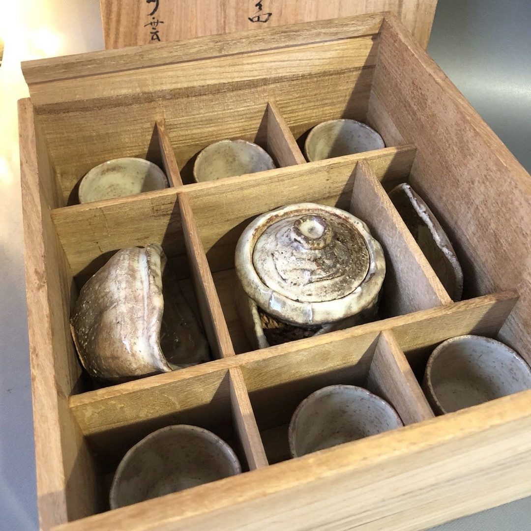 N349、焼萩 ひねり茶器共箱 新品美品煎 茶器 納富鳥雲 大華山鳥 N349、焼萩 ひねり茶器共箱 新品美品煎 茶器 納富鳥雲 大華山鳥