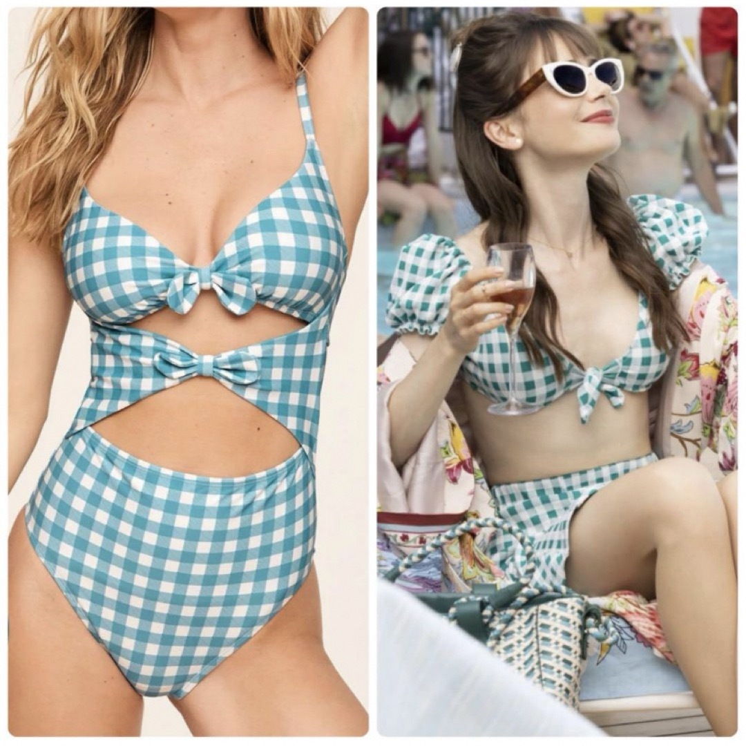 Roxy - Adore Me ギンガムチェック ワンピース 水着 カットオフ Roxy - Adore Me ギンガムチェック ワンピース 水着 カットオフ