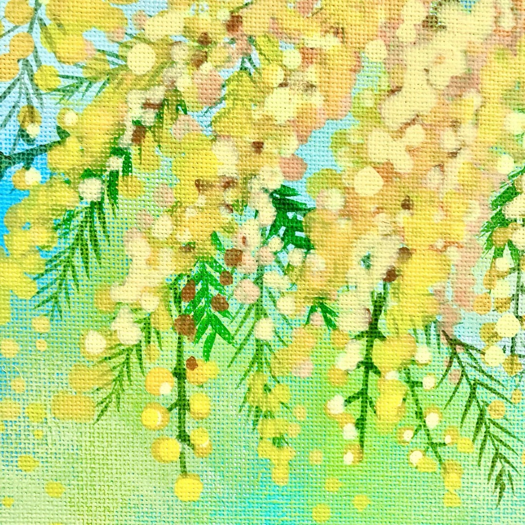 風に揺れるミモザ*絵画 原画 風景画 春 植物 花 インテリア 風に揺れるミモザ*絵画 原画 風景画 春 植物 花 インテリア