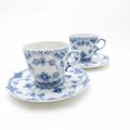 美品 ROYAL COPENHAGEN ロイヤルコペンハーゲン ブルーフルーテッド フルレース 1035 カップ&ソーサー 2客 ペア コーヒー デミタス モカ SU7930D