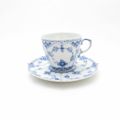 美品 ROYAL COPENHAGEN ロイヤルコペンハーゲン ブルーフルーテッド フルレース 1035 カップ&ソーサー コーヒー デミタス モカ SU7933D