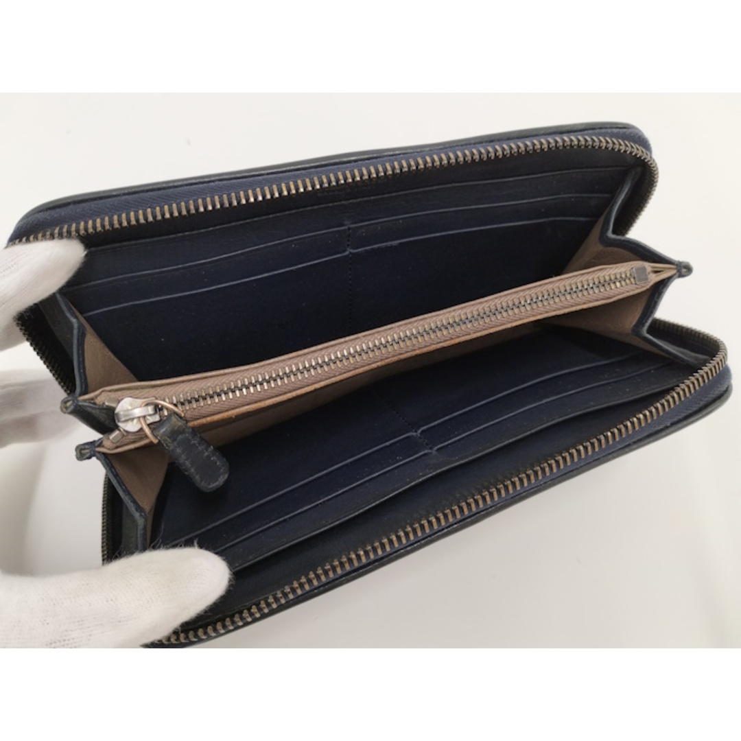 BOTTEGA VENETA ラウンドファスナー 長財布 レザー ネイビー BOTTEGA VENETA ラウンドファスナー 長財布 レザー ネイビー