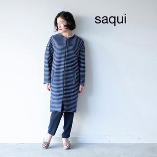 saqui - SAQUI サマーテーパードリボンパンツネイビー 40の通販 saqui - SAQUI サマーテーパードリボンパンツネイビー 40の通販