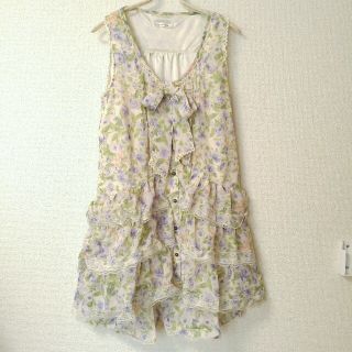 アクシーズファム(axes femme)の花柄チュニックワンピース♡オフホワイト♡axes(ミニワンピース)