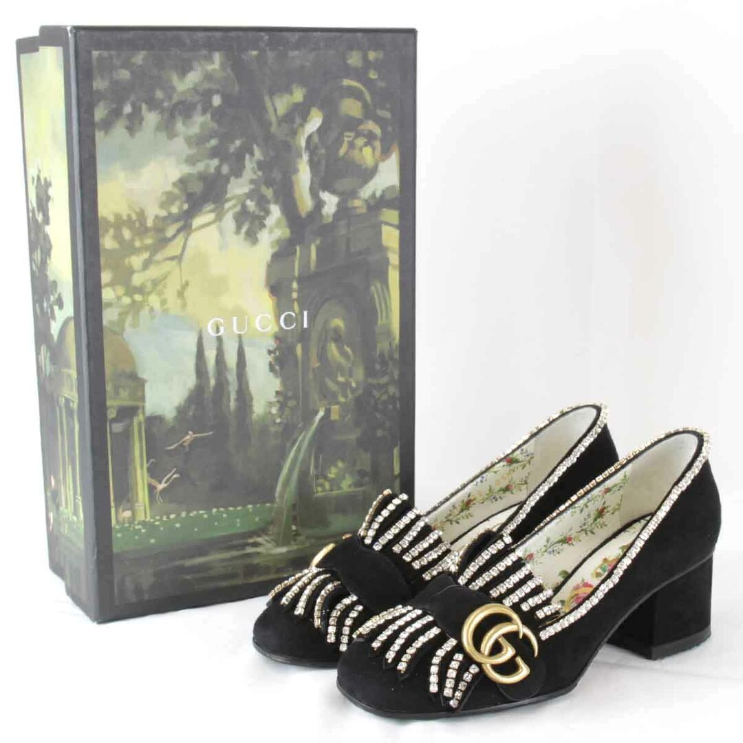 Gucci - 美品『USED』 GUCCI グッチ GGマーモントストーンパンプス 35 パンプス スエード調 ブラック【中古】