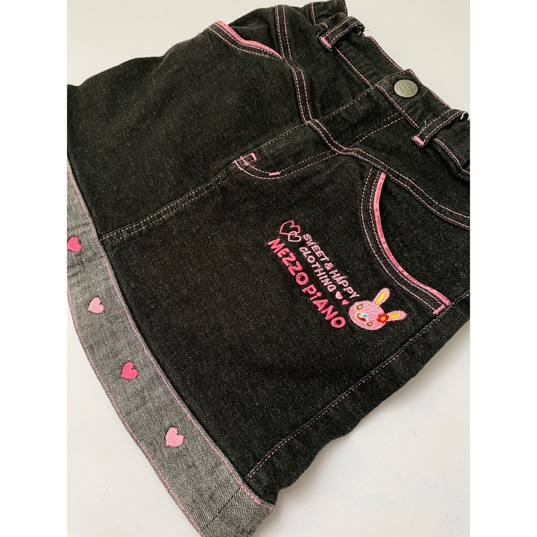 mezzo piano - メゾピアノ ミミちゃん 刺繍 デニムスカート 100 mezzo piano - メゾピアノ ミミちゃん 刺繍 デニムスカート 100