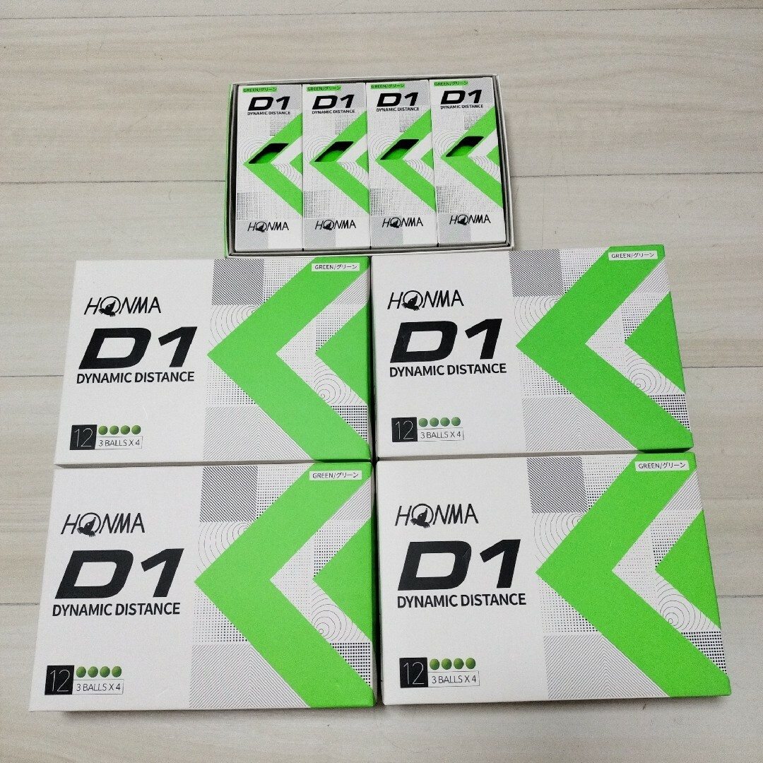 本間ゴルフ(ホンマゴルフ)の新品未使用本間ゴルフD1ゴルフボール グリーン 5ダース60球入り スポーツ/アウトドアのゴルフ(その他)の商品写真