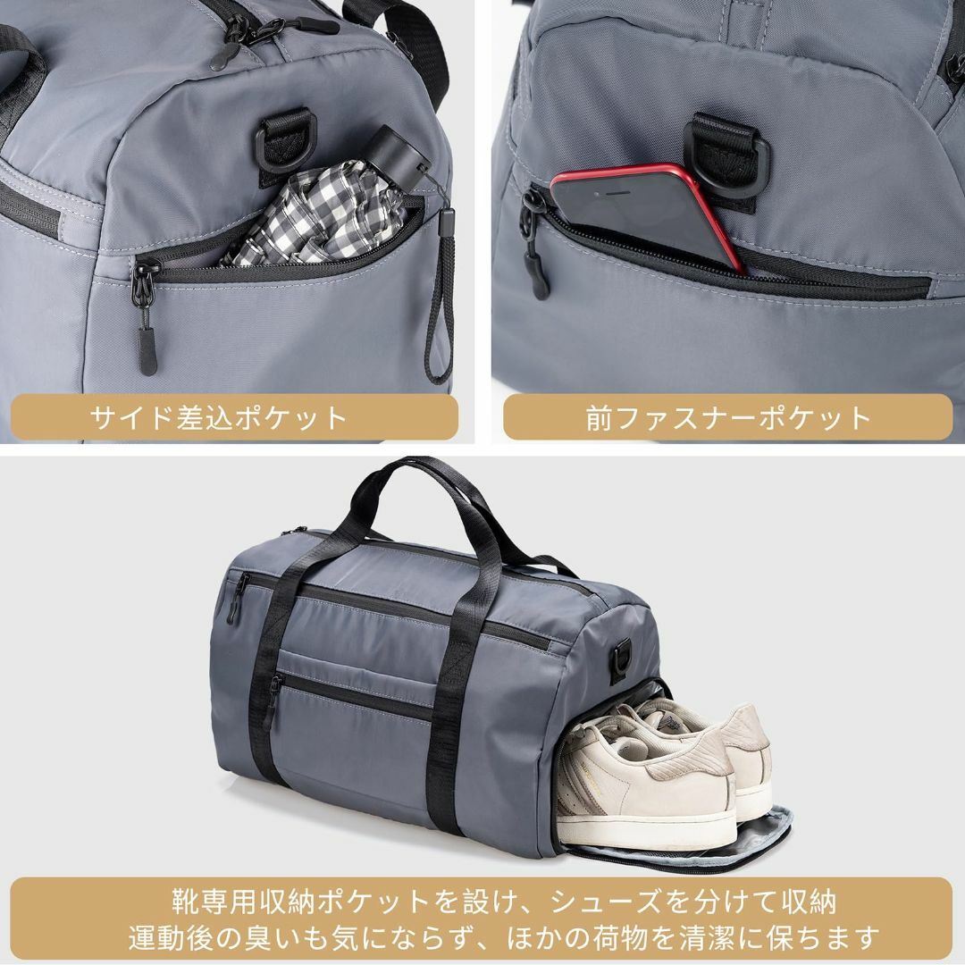 サイズ:Medium_色:Gray】Tzowla 旅行バッグ - ボストンバッの サイズ:Medium_色:Gray】Tzowla 旅行バッグ - ボストンバッの