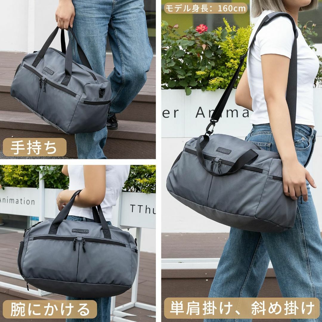 サイズ:Medium_色:Gray】Tzowla 旅行バッグ - ボストンバッの サイズ:Medium_色:Gray】Tzowla 旅行バッグ - ボストンバッの