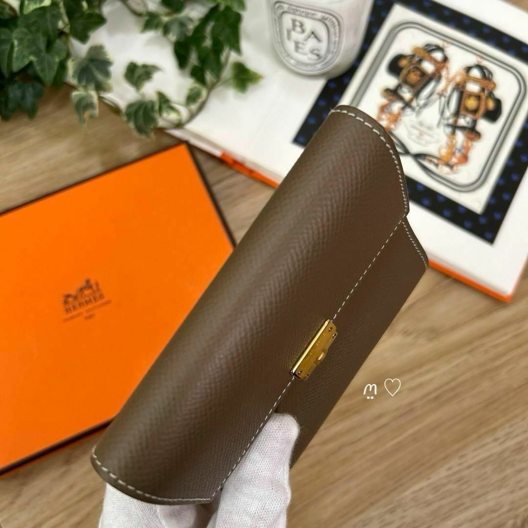 HERMES エルメス クリック12 三つ折り財布 エトゥープ ゴールド金具 HERMES エルメス クリック12 三つ折り財布 エトゥープ ゴールド金具