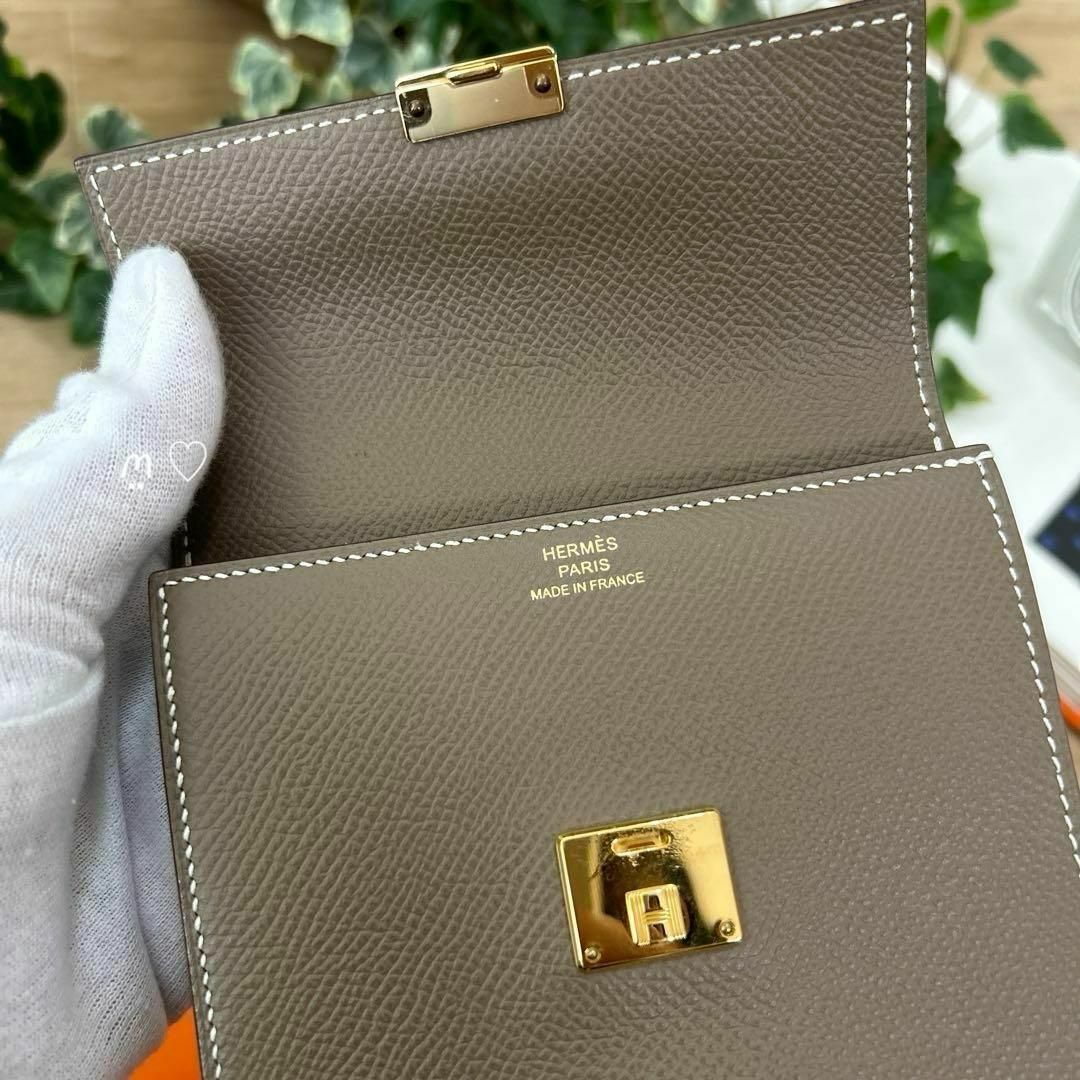 HERMES エルメス クリック12 三つ折り財布 エトゥープ ゴールド金具 HERMES エルメス クリック12 三つ折り財布 エトゥープ ゴールド金具