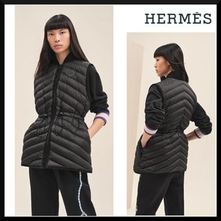 HERMES - エルメス キルティングベスト ダウンベスト ブルーの HERMES - エルメス キルティングベスト ダウンベスト ブルーの
