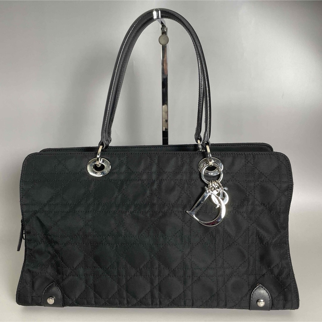 Dior 美品 黒 カナージュ ヴィンテージ ナイロン ハンドバッグ Dior 美品 黒 カナージュ ヴィンテージ ナイロン ハンドバッグ