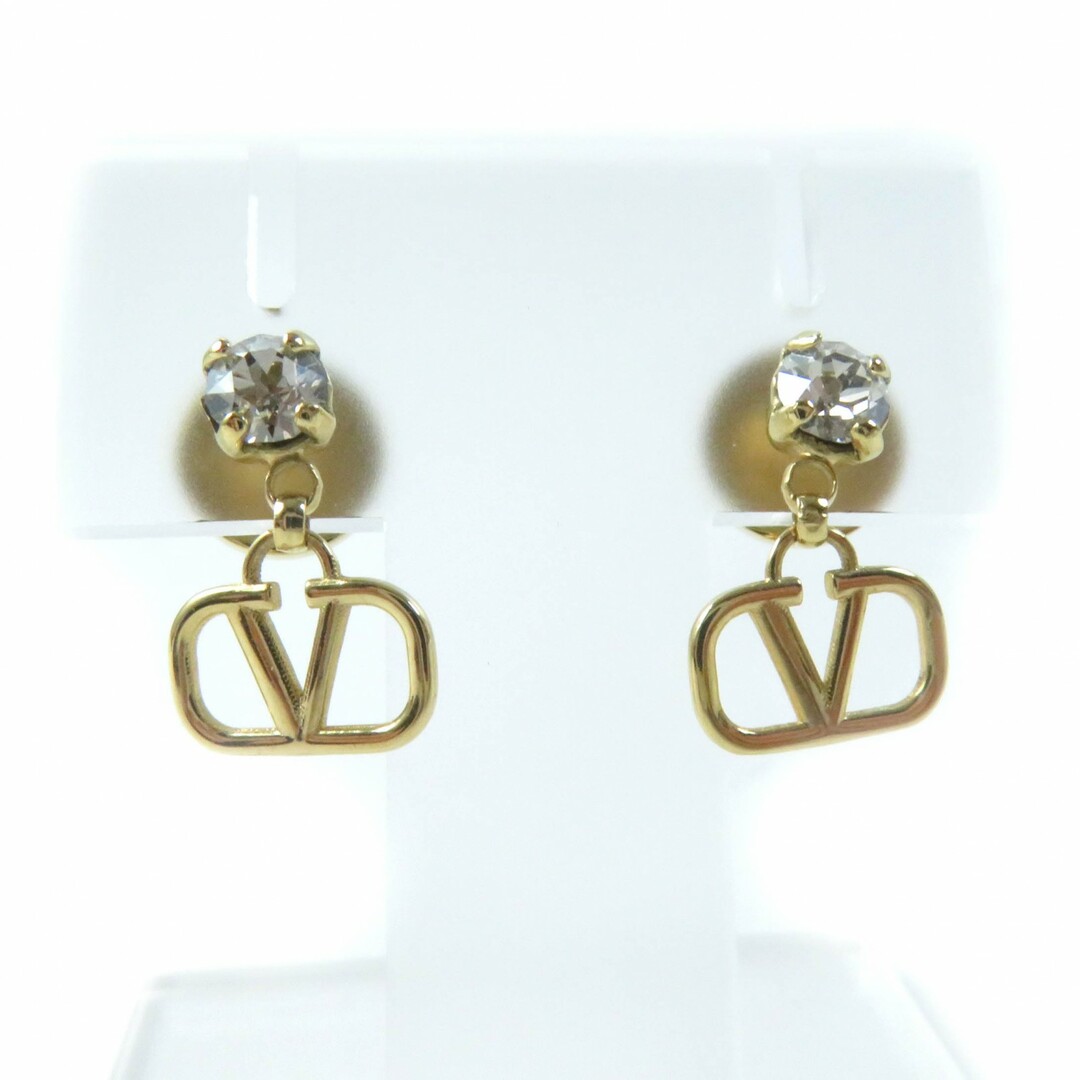 valentino garavani - 極美品★Valentino Garavani ヴァレンティノガラヴァーニ ZW2J0H29YCW メタル スワロフスキー Vロゴ シグネチャー クリスタル ピアス ゴールド 箱・保存袋付き レディース 定価38,500円