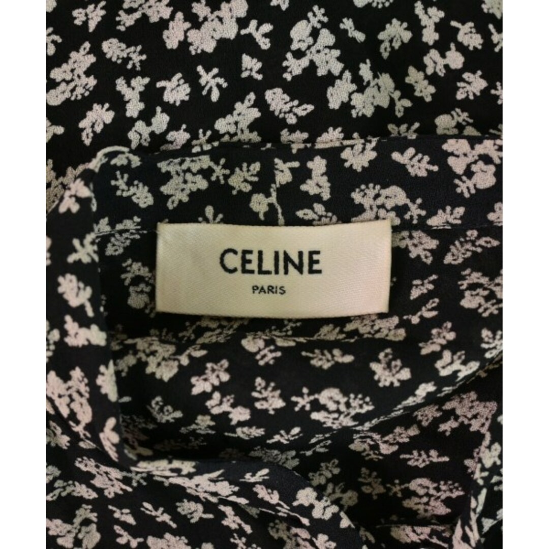 CELINE - CELINE セリーヌ ブラウス 34(XXS位) 黒x白(花柄 CELINE - CELINE セリーヌ ブラウス 34(XXS位) 黒x白(花柄