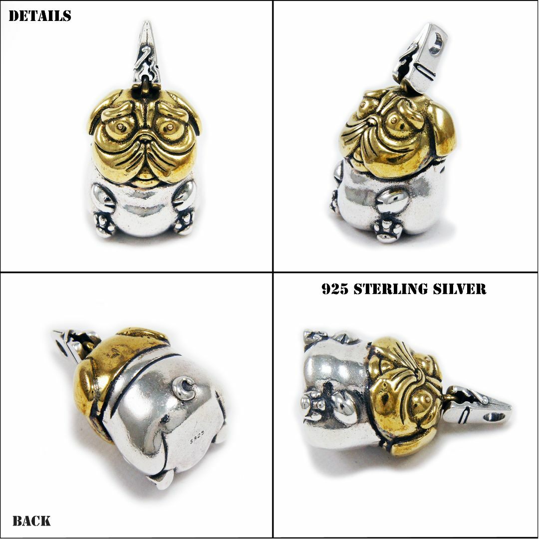 パグ 真鍮 925シルバーペンダント 925刻印あり ZAO-002 パグ 真鍮 925シルバーペンダント 925刻印あり ZAO-002