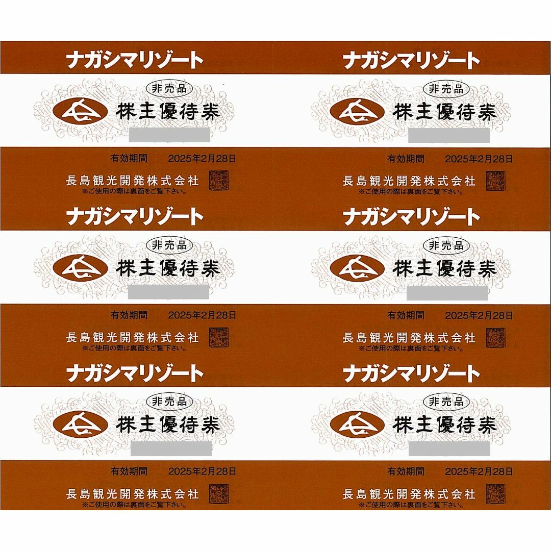 ナガシマスパーランド プール入場券［3名分（6枚）］/2025.2.28まで