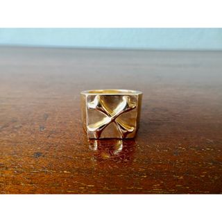 仁尾彫金『クロスボーンプレート、k１８印台リング』ハンドメイド298(リング(指輪))