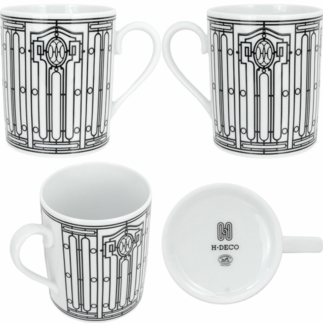 HERMES - エルメス マグカップ ペア 2個セット Hデコ アッシュ HERMES - エルメス マグカップ ペア 2個セット Hデコ アッシュ