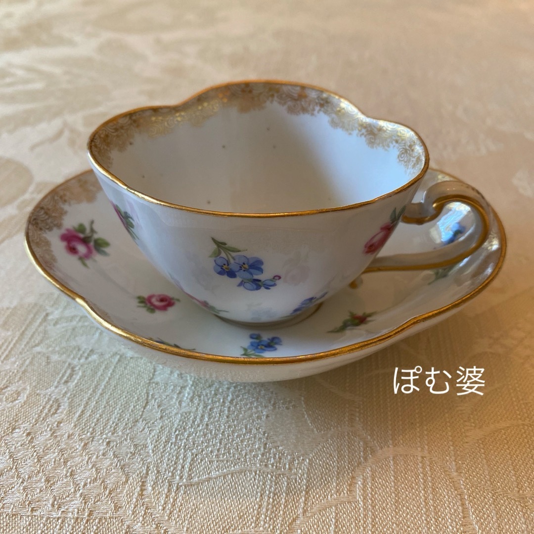 MEISSEN - 【古マイセン】カップ&ソーサー/クローバー型 MEISSEN - 【古マイセン】カップ&ソーサー/クローバー型