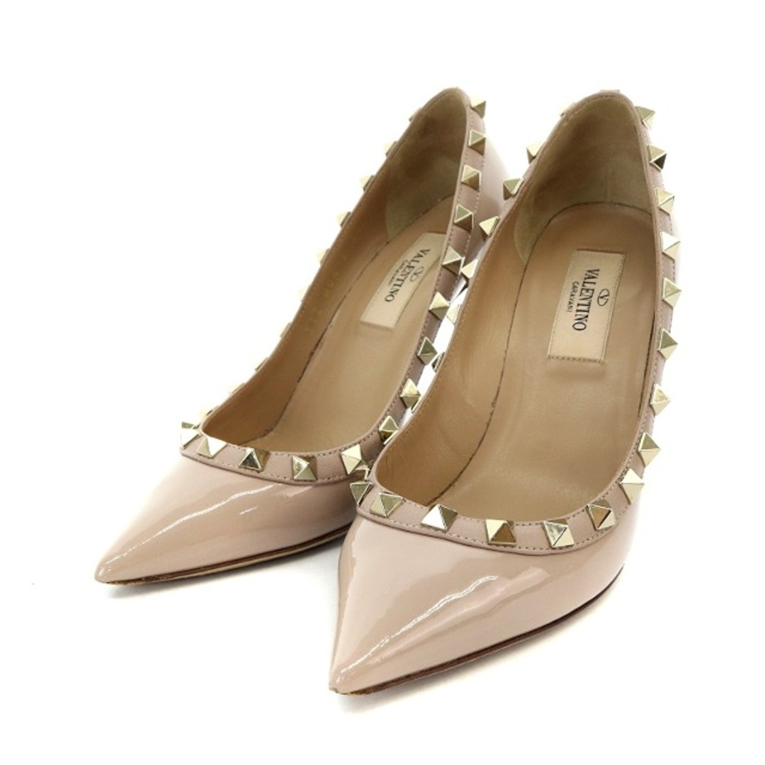 VALENTINO パテントレザー オープントゥ リボン パンプス 36