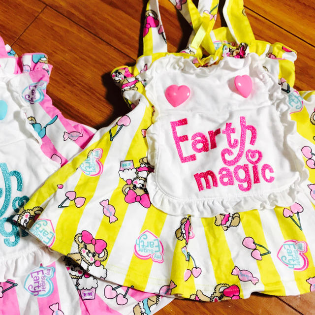 EARTHMAGIC(アースマジック)の90㎝♥︎イエロー キッズ/ベビー/マタニティのキッズ服女の子用(90cm~)(ワンピース)の商品写真