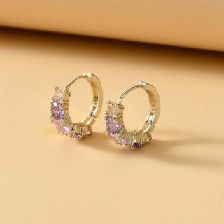 カラーストーン ３色 ピアス レディース シンプル カラフル ゴールド(ピアス)