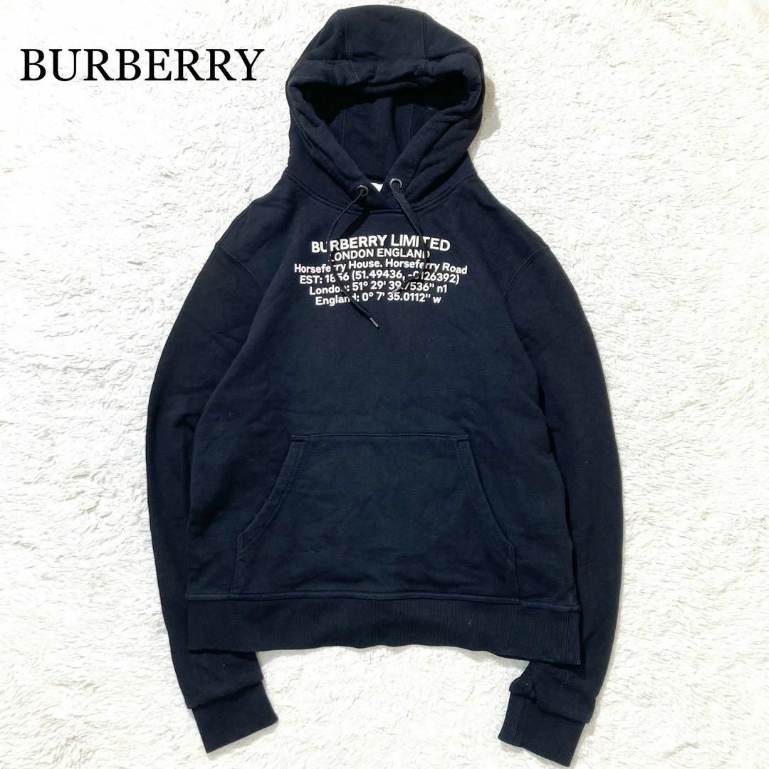 現行☆極美品】BURBERRY パーカー フーディー 英字 ロゴ ブラック L 現行☆極美品】BURBERRY パーカー フーディー 英字 ロゴ ブラック L