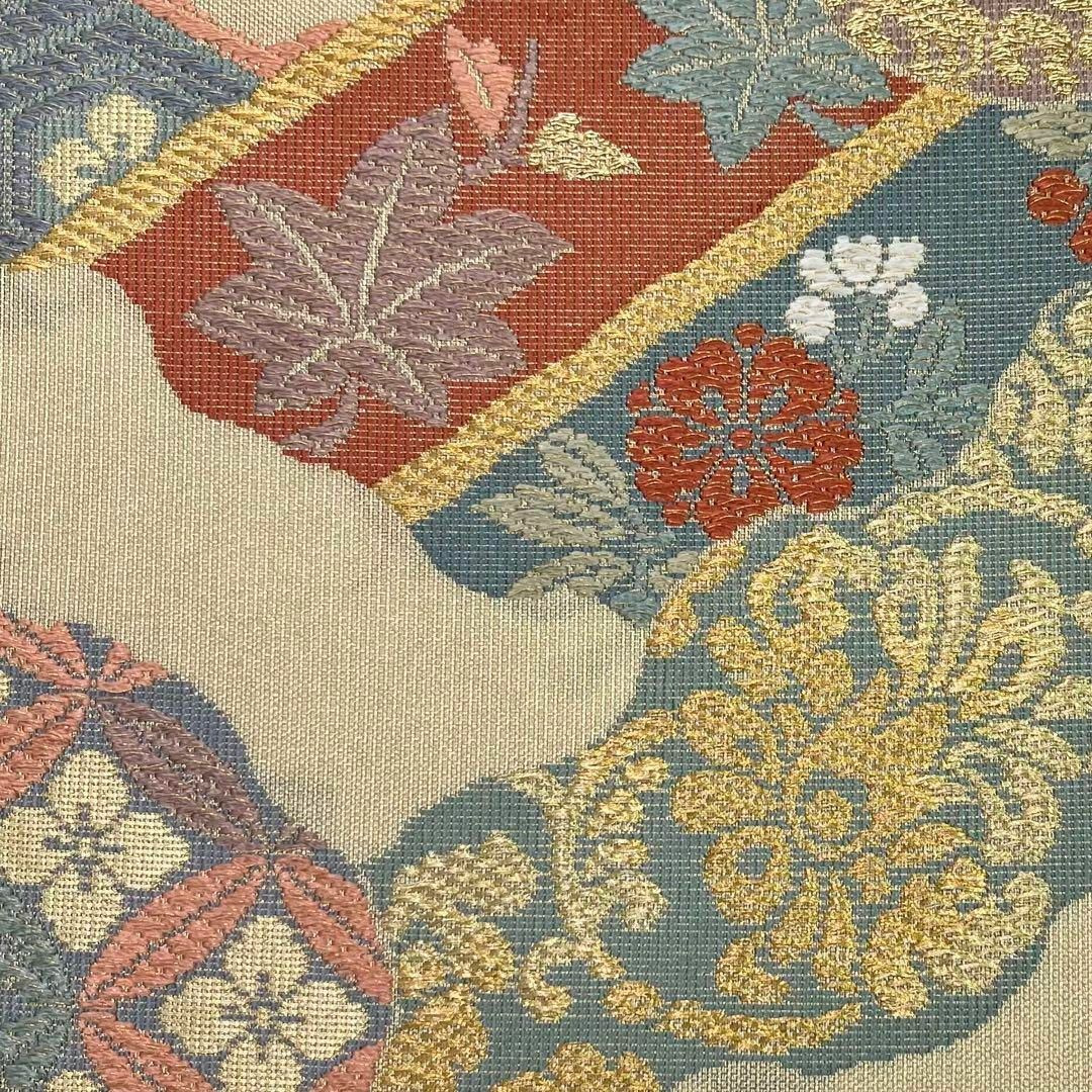 袋帯 霞に花柄模様 花七宝 金糸 O-3938の通販 by リユース着物 袋帯 霞に花柄模様 花七宝 金糸 O-3938の通販 by リユース着物