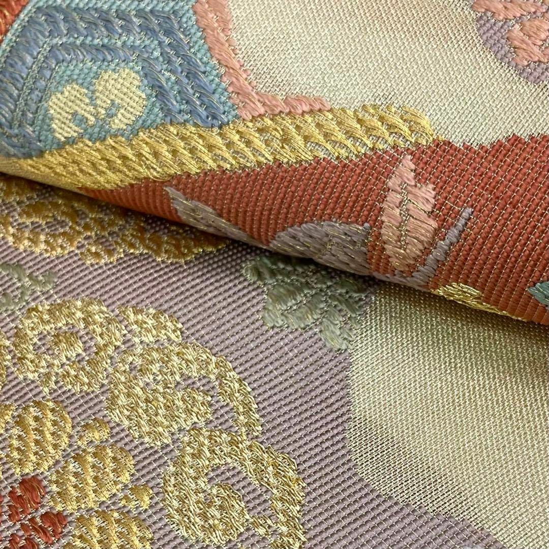 袋帯 霞に花柄模様 花七宝 金糸 O-3938の通販 by リユース着物 袋帯 霞に花柄模様 花七宝 金糸 O-3938の通販 by リユース着物