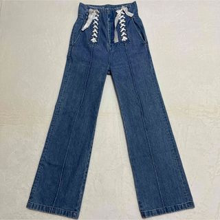 mame - マメクロゴウチ ウエストリボン フレア デニムパンツ 2 M mame - マメクロゴウチ ウエストリボン フレア デニムパンツ 2 M