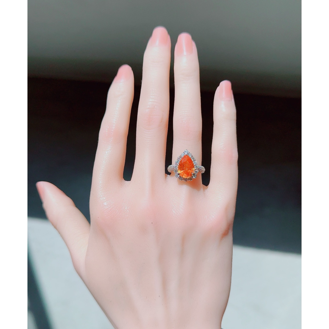 ☆5.06ct☆✨大粒スペサタイトガーネット1.21ctダイヤプラチナ ☆5.06ct☆✨大粒スペサタイトガーネット1.21ctダイヤプラチナ