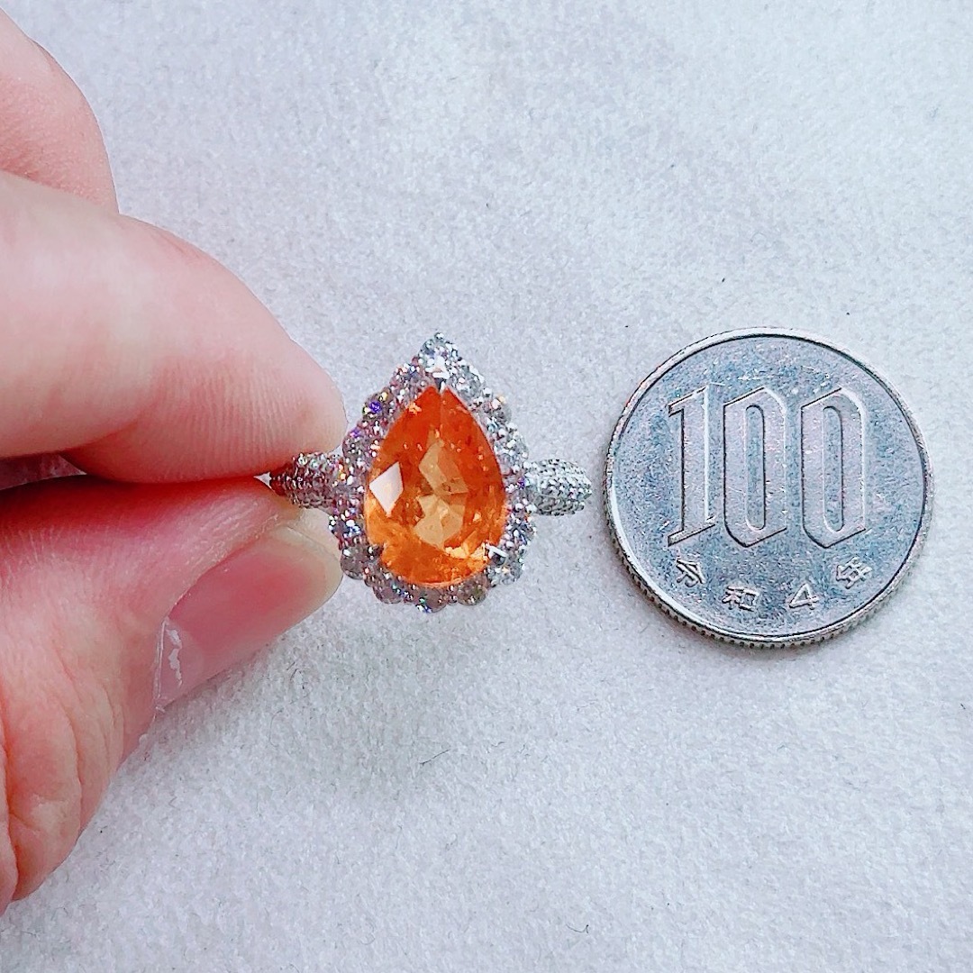 ☆5.06ct☆✨大粒スペサタイトガーネット1.21ctダイヤプラチナ ☆5.06ct☆✨大粒スペサタイトガーネット1.21ctダイヤプラチナ