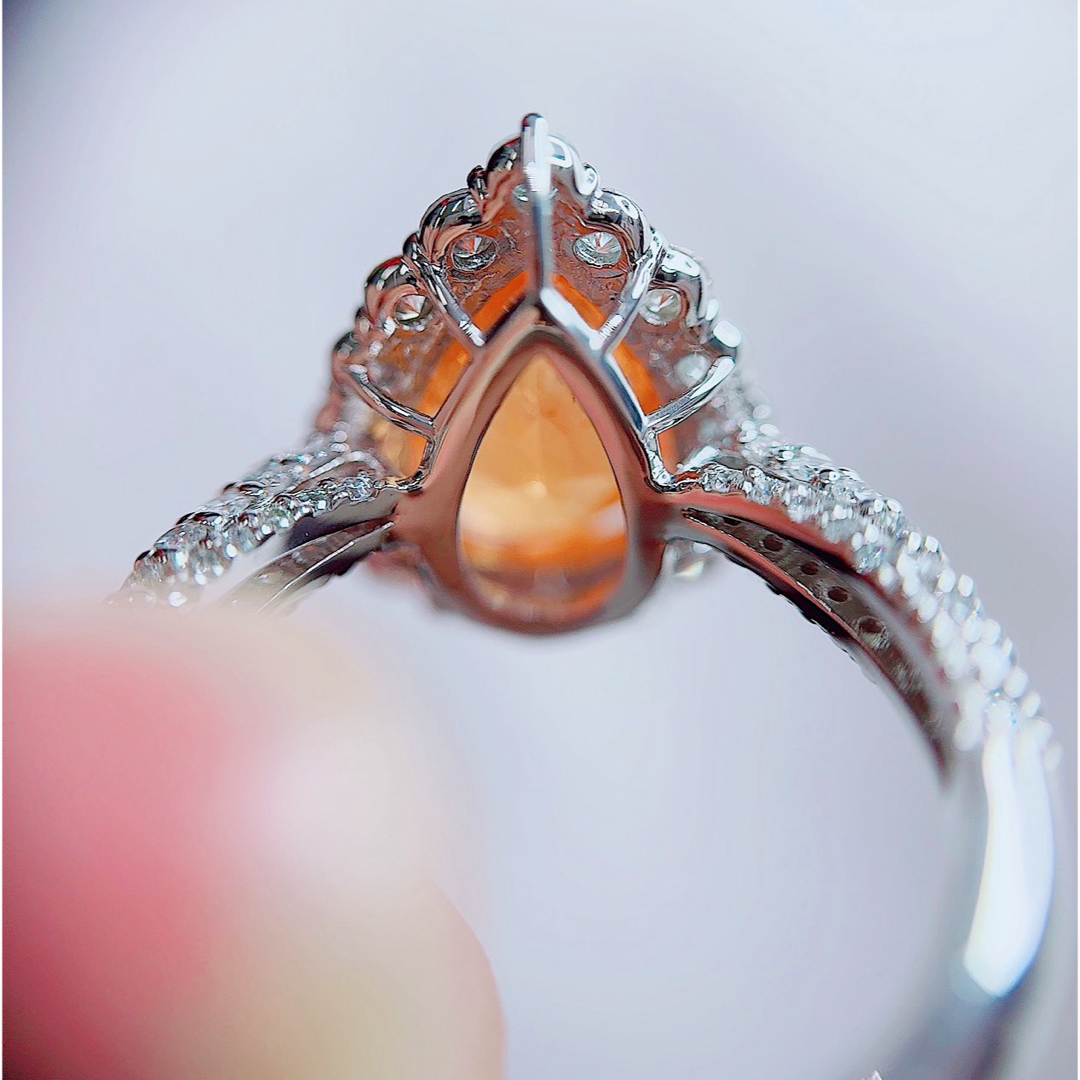 ☆5.06ct☆✨大粒スペサタイトガーネット1.21ctダイヤプラチナ ☆5.06ct☆✨大粒スペサタイトガーネット1.21ctダイヤプラチナ