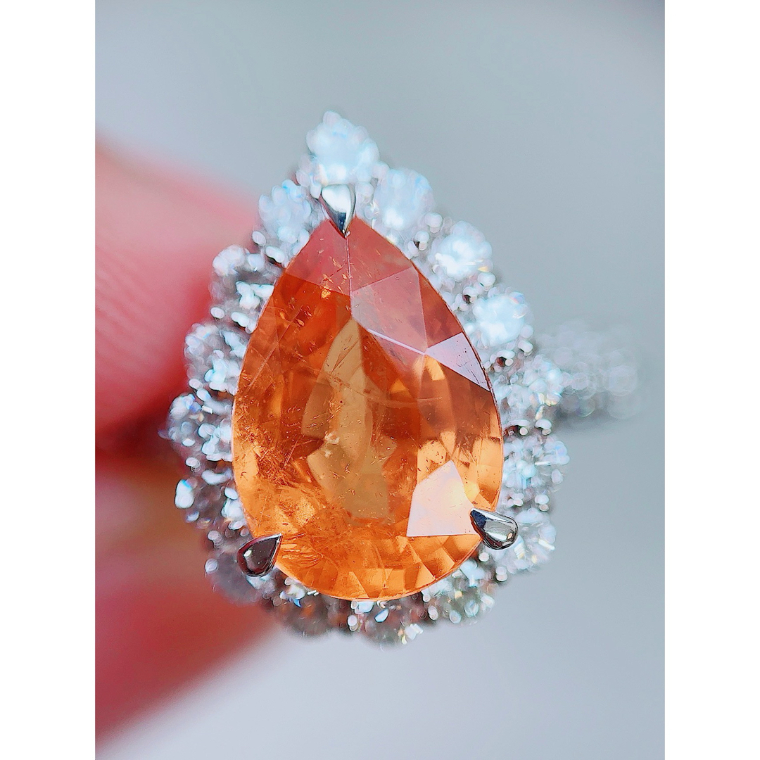 ☆5.06ct☆✨大粒スペサタイトガーネット1.21ctダイヤプラチナ ☆5.06ct☆✨大粒スペサタイトガーネット1.21ctダイヤプラチナ
