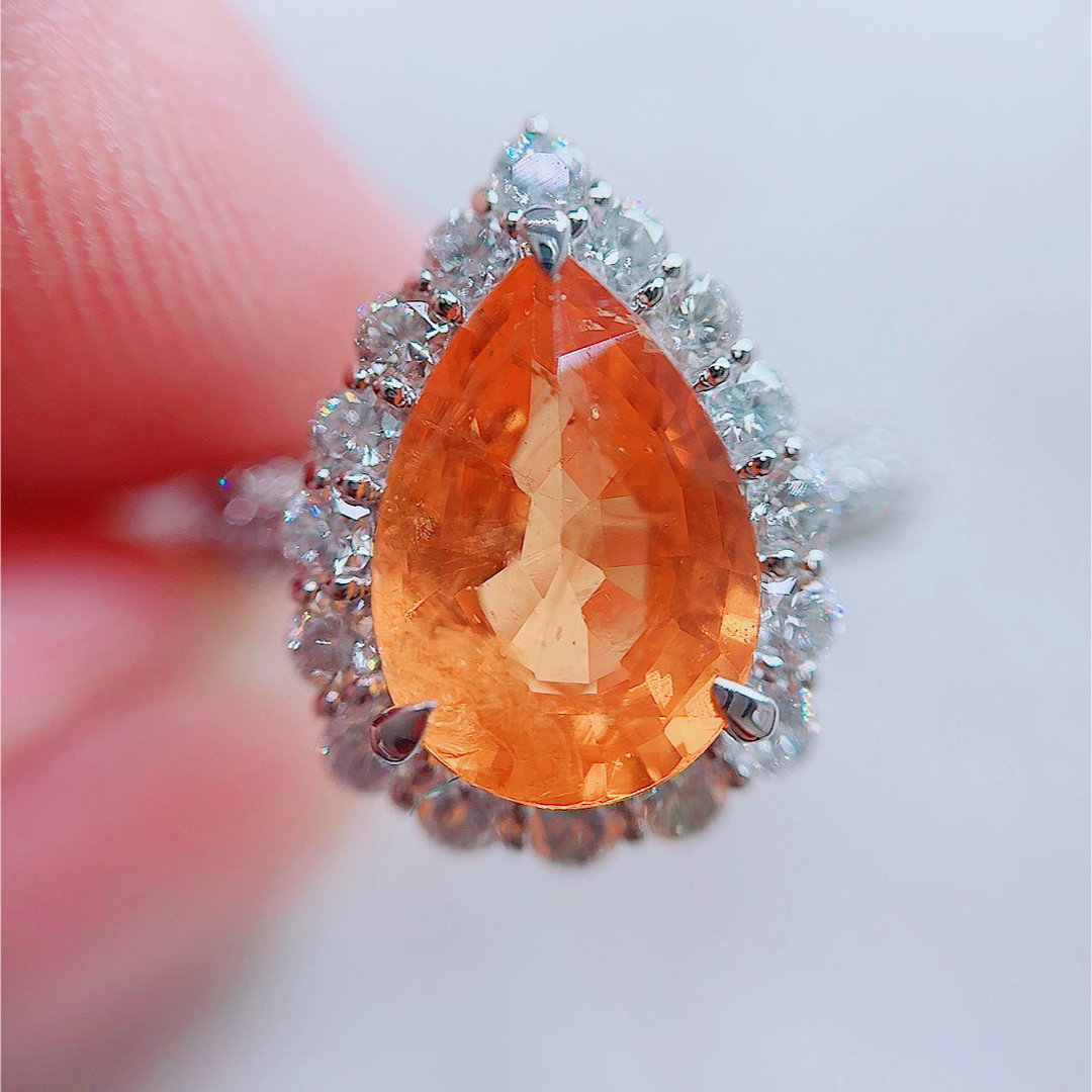 ☆5.06ct☆✨大粒スペサタイトガーネット1.21ctダイヤプラチナ ☆5.06ct☆✨大粒スペサタイトガーネット1.21ctダイヤプラチナ
