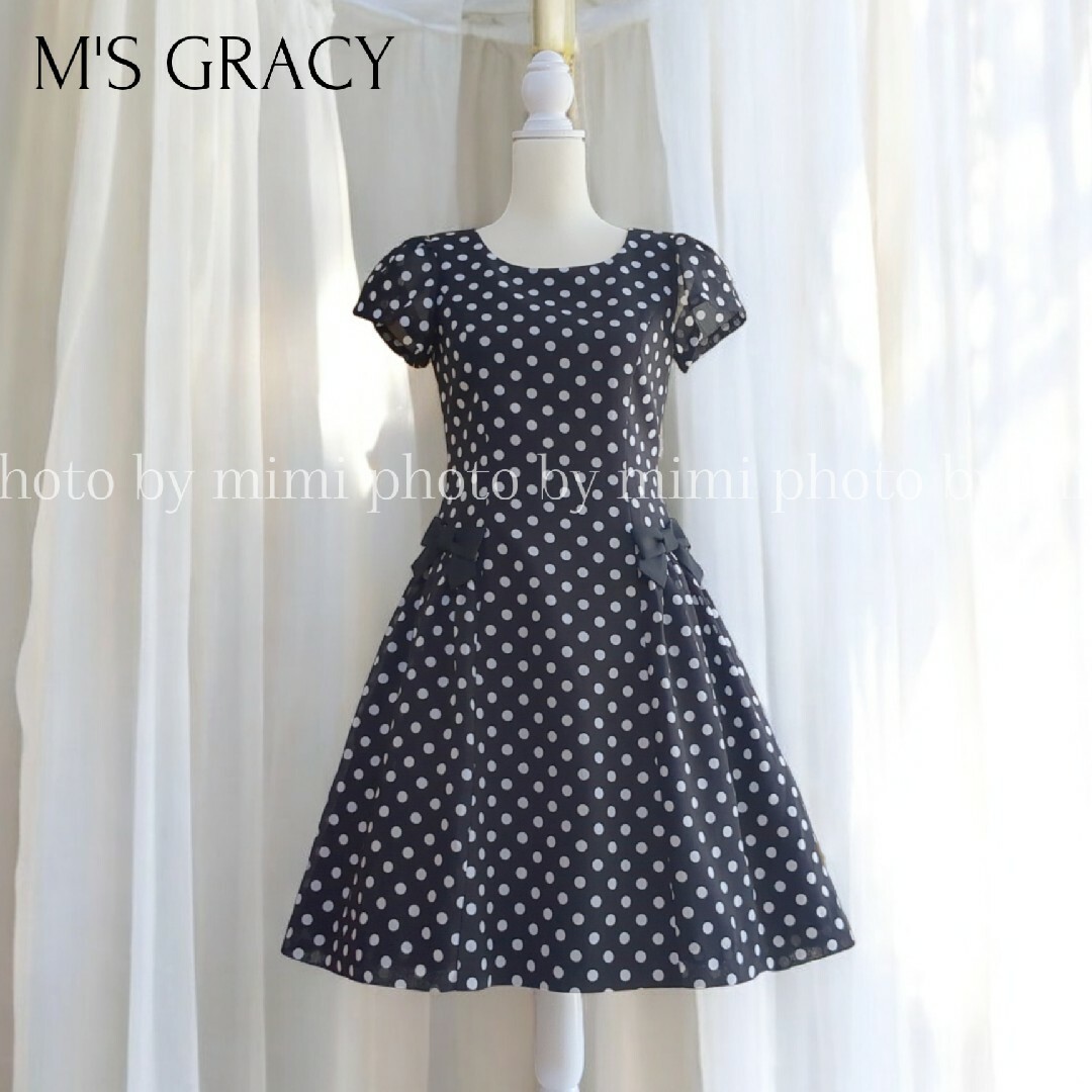 M'S GRACY - M'S GRACY*ドットリボンワンピースの通販 by mimi M'S GRACY - M'S GRACY*ドットリボンワンピースの通販 by mimi