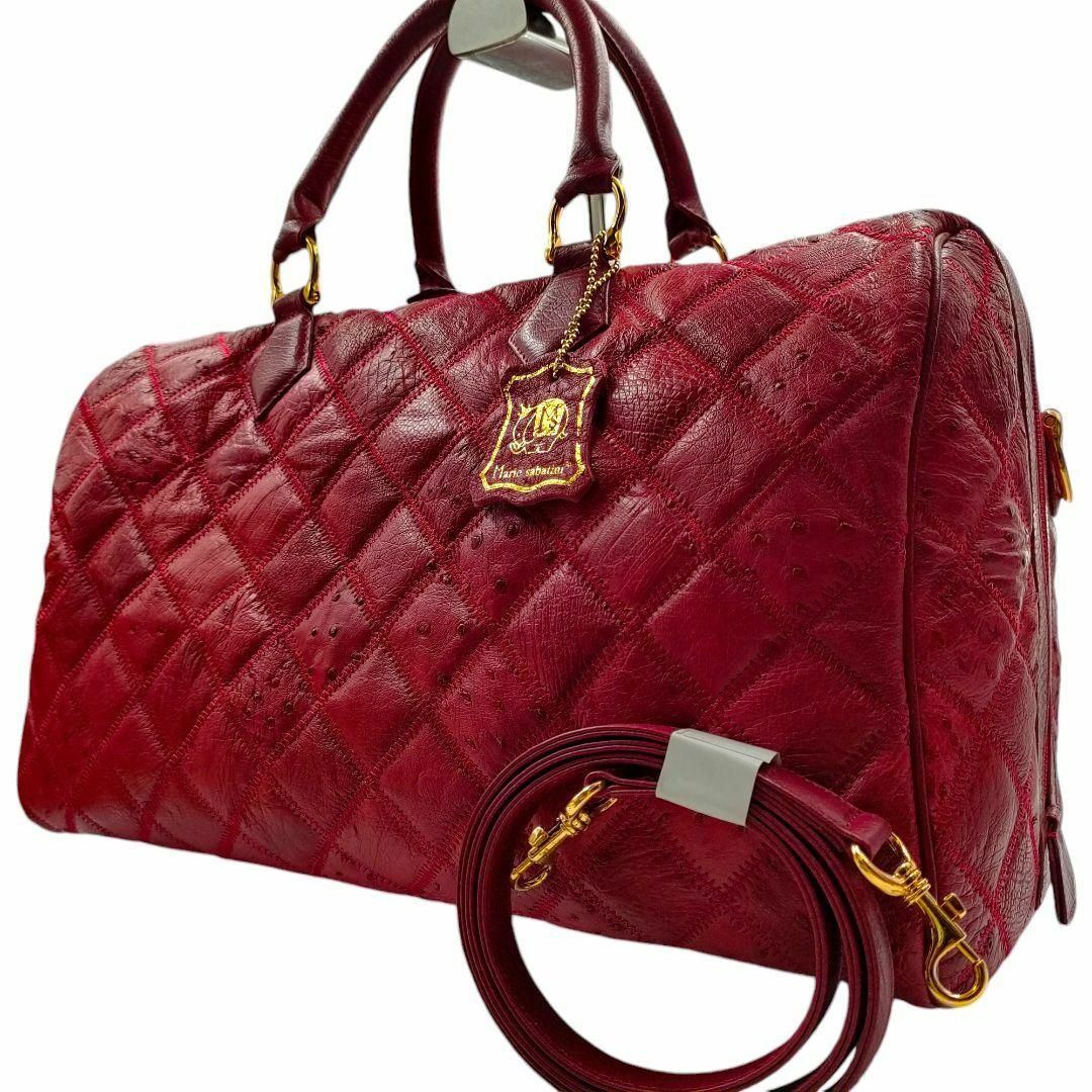 美品 OSTRICH オーストリッチ ボストンバッグ ブラウン レザー 美品 OSTRICH オーストリッチ ボストンバッグ ブラウン レザー
