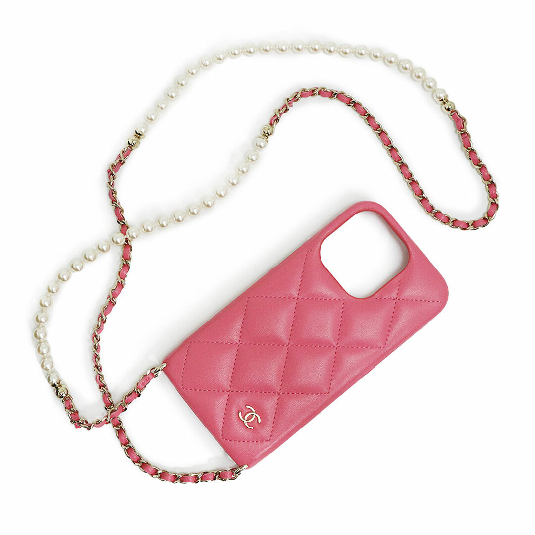 CHANEL - シャネル マトラッセ パール チェーン ショルダー 携帯 CHANEL - シャネル マトラッセ パール チェーン ショルダー 携帯