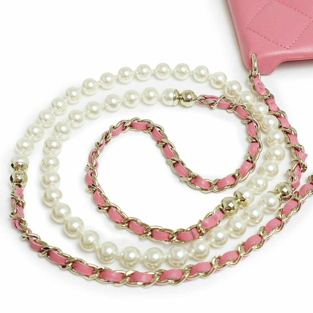CHANEL - シャネル マトラッセ パール チェーン ショルダー 携帯 CHANEL - シャネル マトラッセ パール チェーン ショルダー 携帯