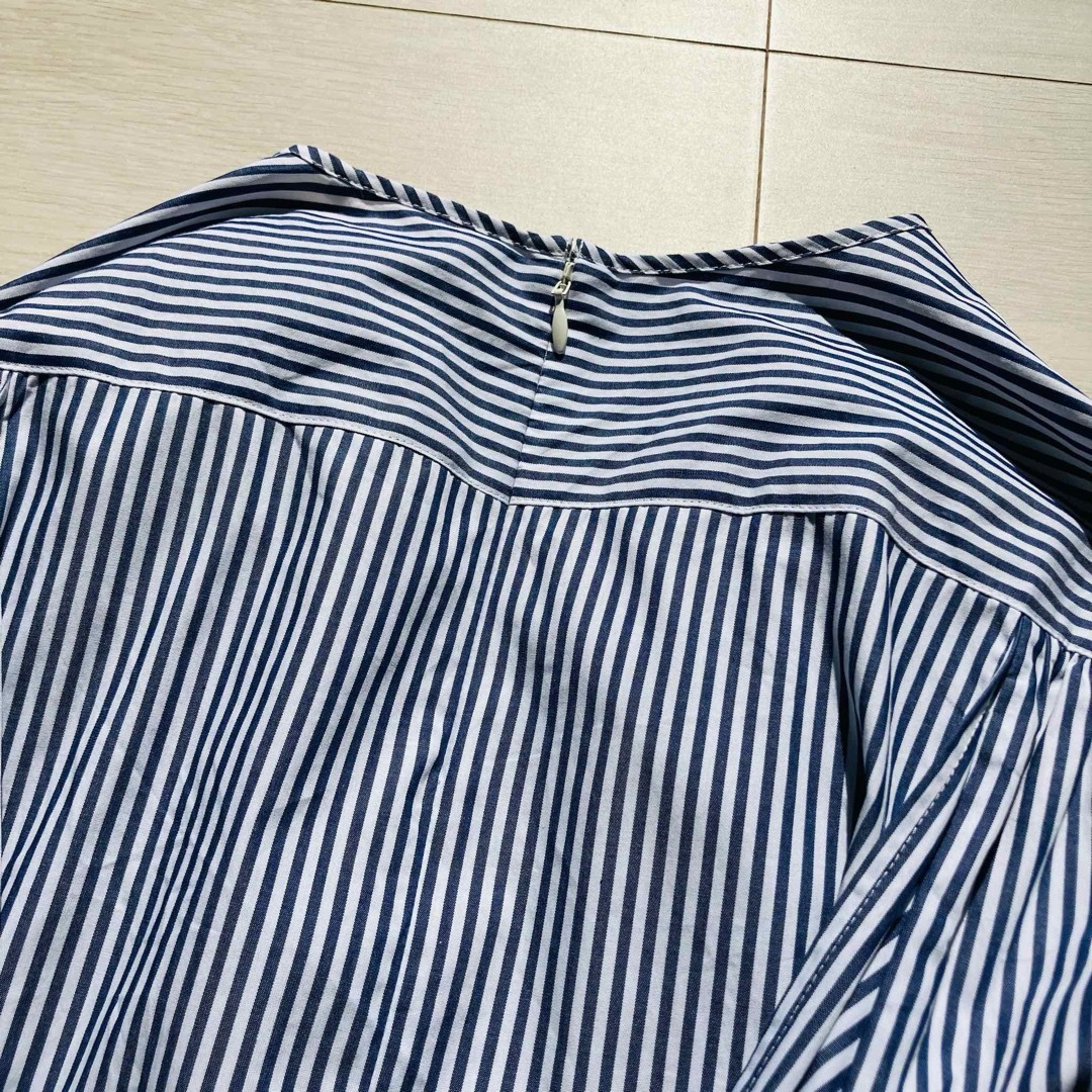 PLST(プラステ)のプラステ PLST ストライプブラウス ノーカラー リボン レディースのトップス(シャツ/ブラウス(長袖/七分))の商品写真