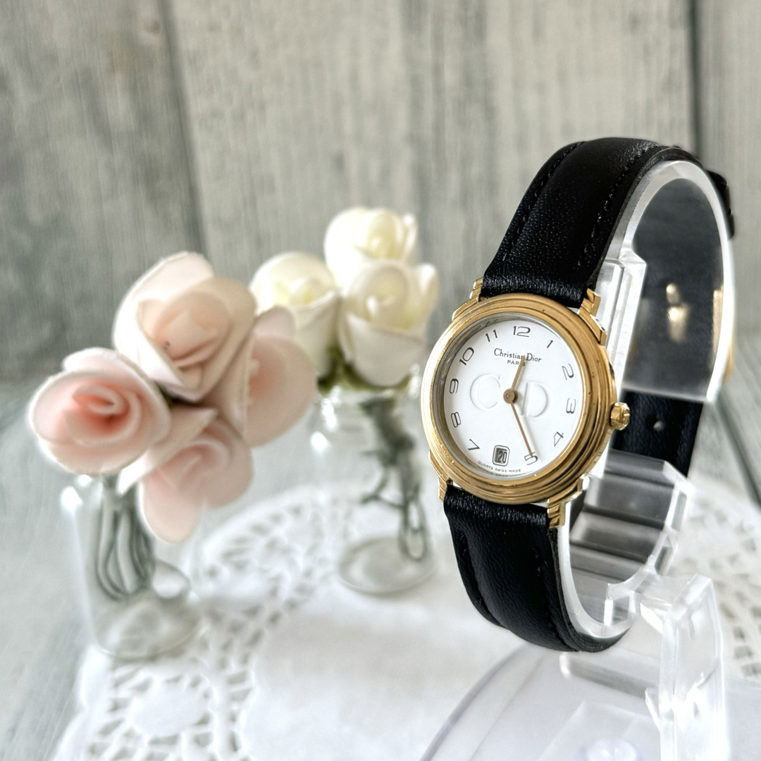 電池交換済】Christian Dior ディオール 腕時計ラウンドレディース 電池交換済】Christian Dior ディオール 腕時計ラウンドレディース