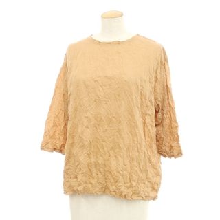 【中古】ミー イッセイミヤケ me ISSEY MIYAKE 2024年春夏 七分袖 カットソー ライトブラウン【サイズ表記なし(Mサイズ位)】【レディース】(Tシャツ(半袖/袖なし))