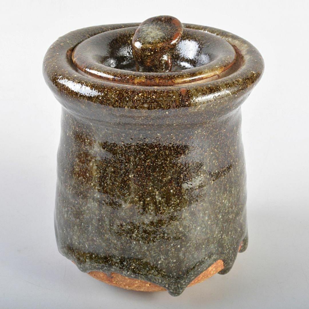 茶道具 瀬戸焼 加藤重高作 斑釉 蓋物 共布共箱 M R7535 茶道具 瀬戸焼 加藤重高作 斑釉 蓋物 共布共箱 M R7535
