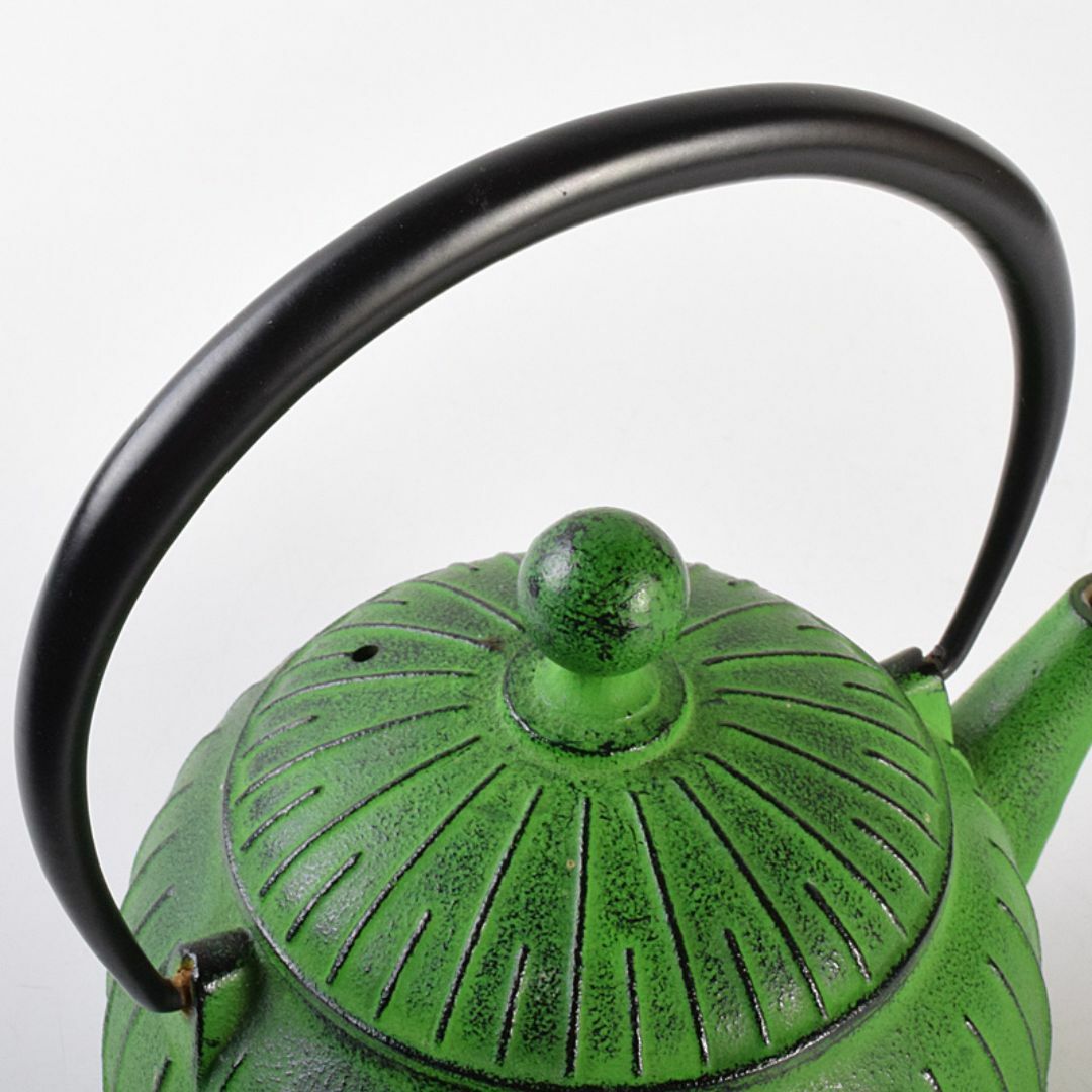 煎茶道具 南部鉄器 盛栄堂造 カラー急須 若草色 C R7575