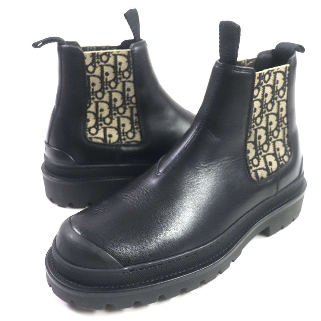 DIOR HOMME - 美品▼DIOR ディオール オム DIOR EXPLORER オブリーク レザー サイドゴア チェルシー ブーツ ブラック ベージュ 39 保存袋付き イタリア製 メンズ 定価176,000円
